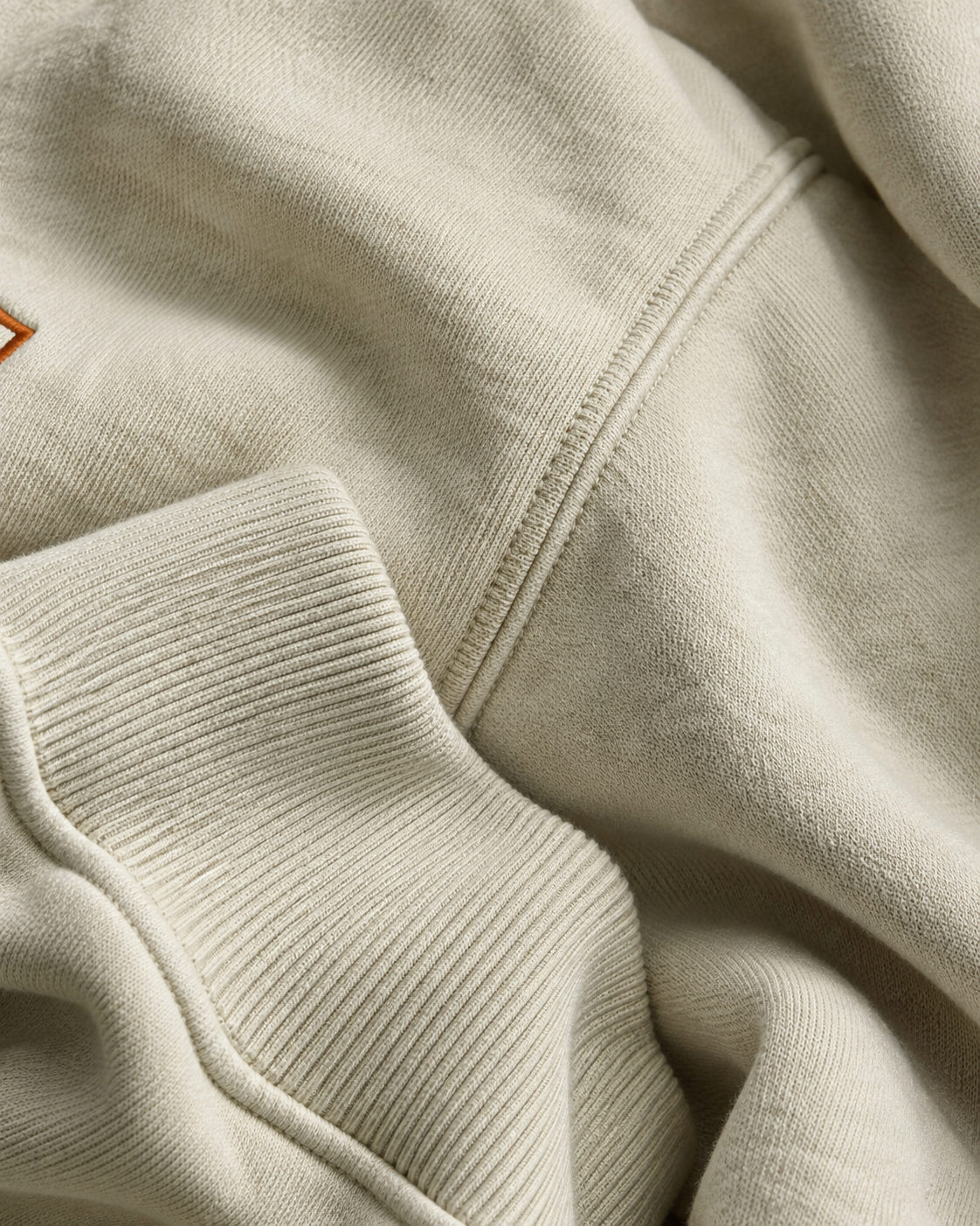 Close view of The Vision Crew pigment-dyed fleece texture